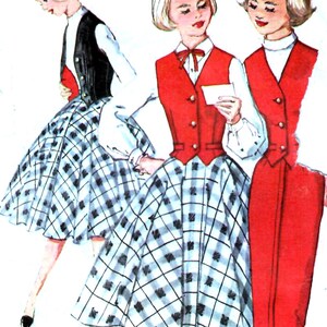 1950s Simplicity Sewing Pattern: Teen Vest & Skirt - Bust 33&quot;