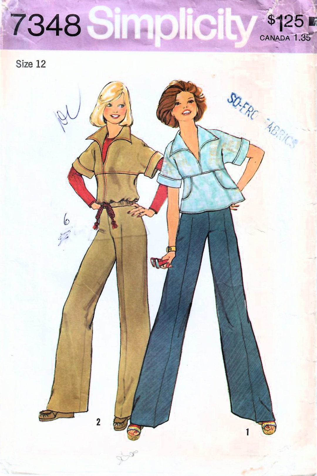 ■Old Palmer / 70〜80's 1970s Simplicity 7348 Vintage Sewing Pattern Pullover Top
