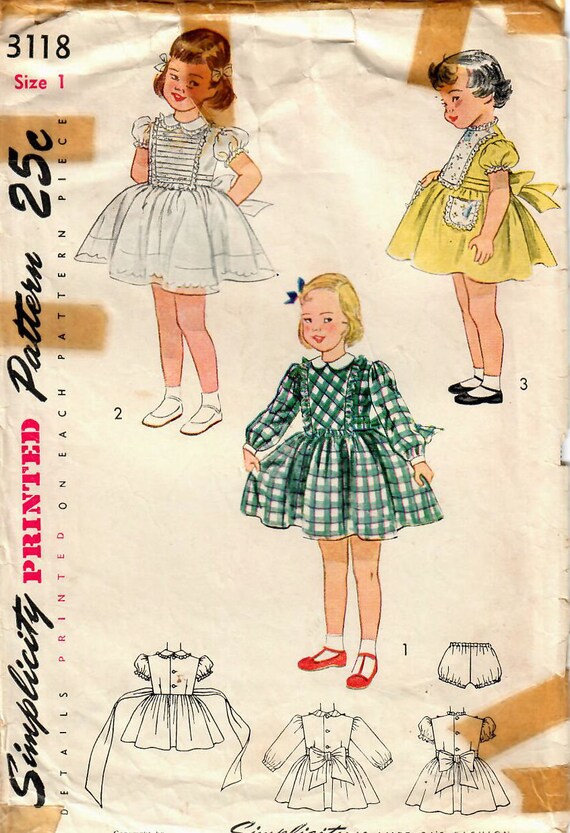 1940s Simplicity 3118 Vintage Sewing Pattern Toddler Full | Etsy