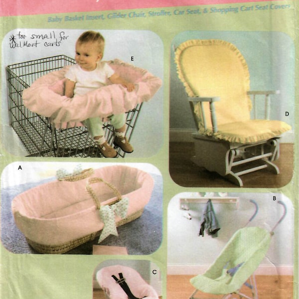 2000s Simplicity 4636 Sewing Pattern Baby Accessories, Basket Insert, Rocker, Stroller, Car Seat, and Shopping Cart Seat Covers