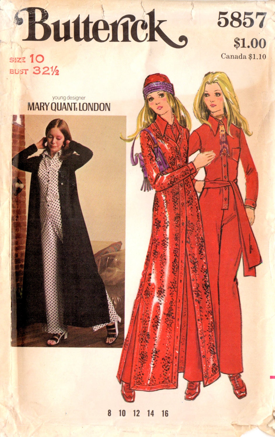 1970s Mary Quant jumpsuit and cardigan pattern Butterick 5857