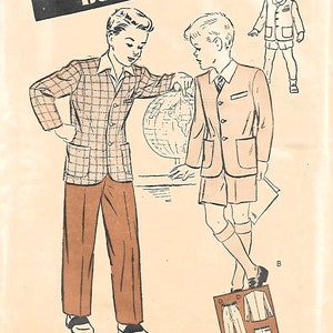 1940s Butterick 3021 UNUSED Vintage Sewing Pattern Boys Cardigan Suit, Two Piece Suit, Tailored Jacket, Tailored Long or Short Pants Size 2
