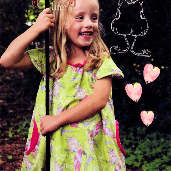 2010s Tina Givens TG-K1401 UNCUT Sewing Pattern Toddler Girls Fly Away Tunic Dress Size 2T-3T-4T-5