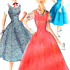 1950s Simplicity 4837 Vintage Sewing Pattern Full Skirt Dress, Jumper, Blouse Junior Size 11 Bust 29
