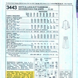 1970s Mccall's 3443 Vintage Sewing Pattern Suit, Tailored Jacket ...