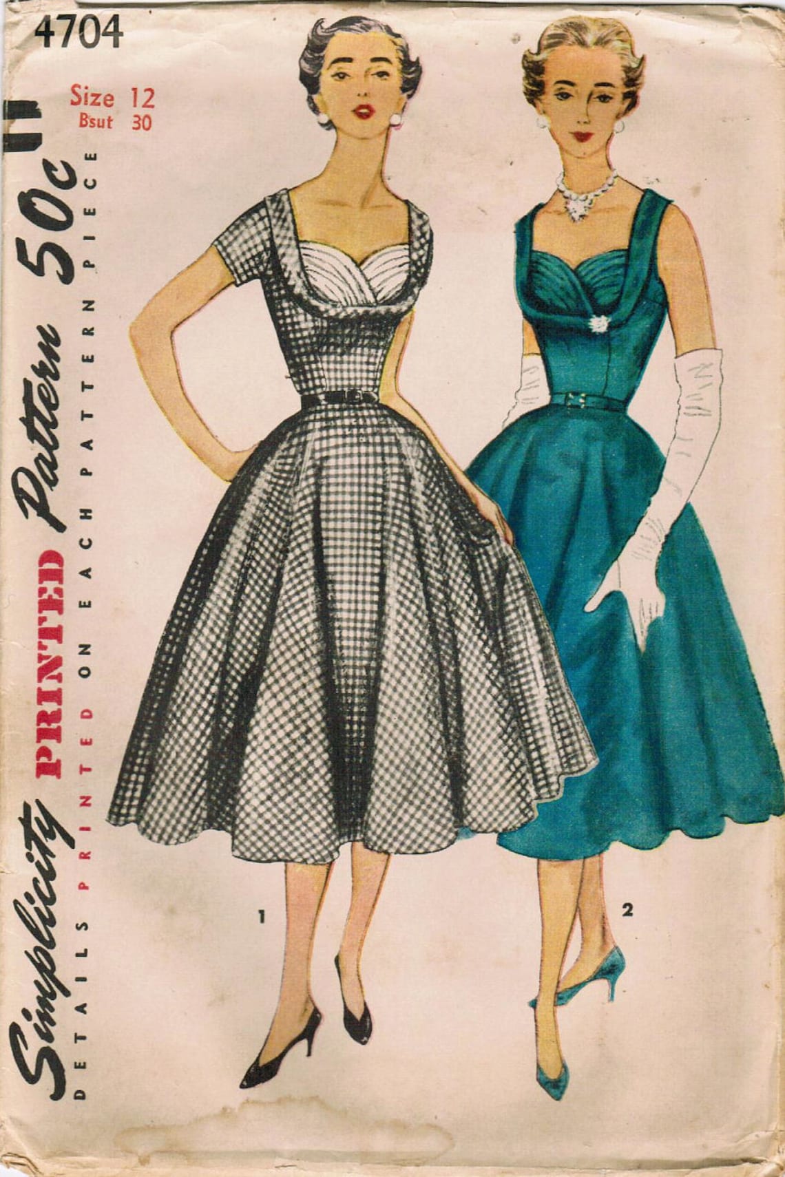 1950s Simplicity 4704 UNCUT Vintage Sewing Pattern Misses' | Etsy