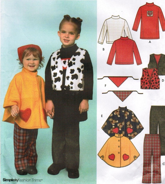 2000s Simplicity 9414 UNUSED Vintage Sewing Pattern Child Girls Pants,  Vest, Poncho, Scarf, Knit Dress and Top Size 3-4-5-6 - Etsy