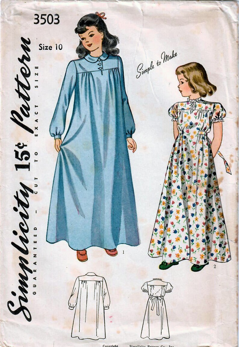 1940s Simplicity 3503 UNUSED Vintage Sewing Pattern Girl's Etsy