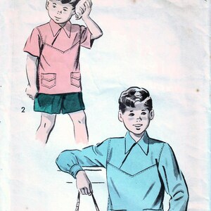 1940s Advance 5439 UNUSED Vintage Sewing Pattern Boys Sports Shirt, Casual Shirt Size 8