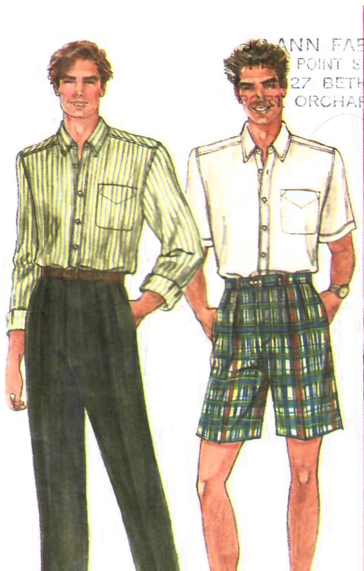 1990s Simplicity 8571 Vintage Sewing Pattern Men Shorts, Pants 