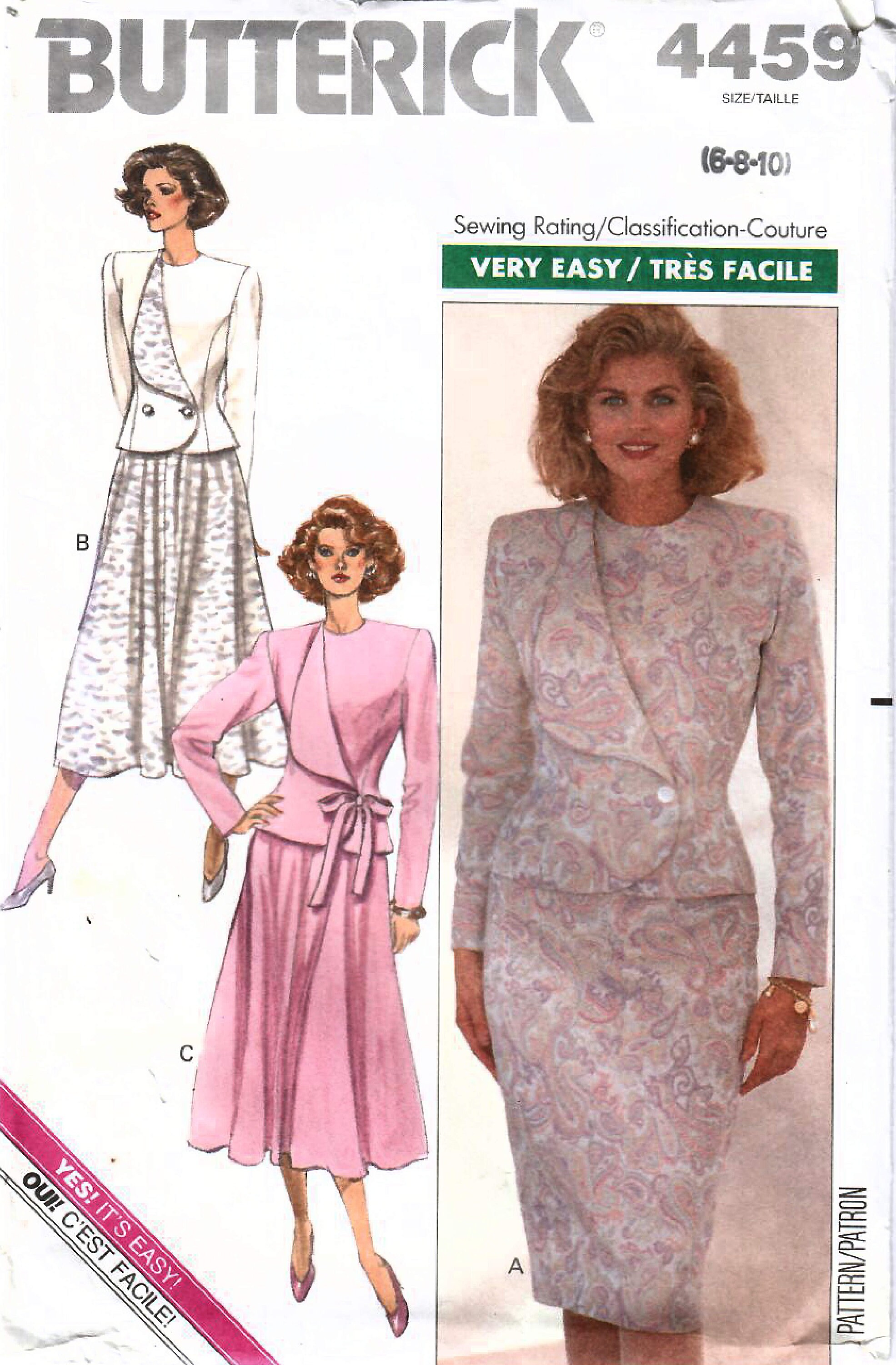 ヴィンテージ もの 1980s Butterick 4459 Vintage Sewing Pattern Misses Fitted Top