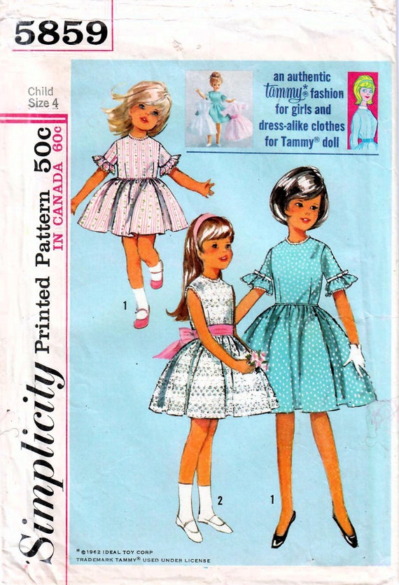 1960s Simplicity 5859 Vintage Sewing Pattern Girls One Piece Etsy Canada