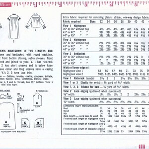 May include: Vintage sewing pattern for a nightgown and bedjacket. The pattern includes diagrams and measurements for various sizes. The image shows illustrations of the garments and fabric requirements.