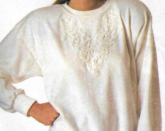 1980s Sweatshirt Sewing Pattern: Simplicity 8911 Misses Size Large (18-20) UNCUT