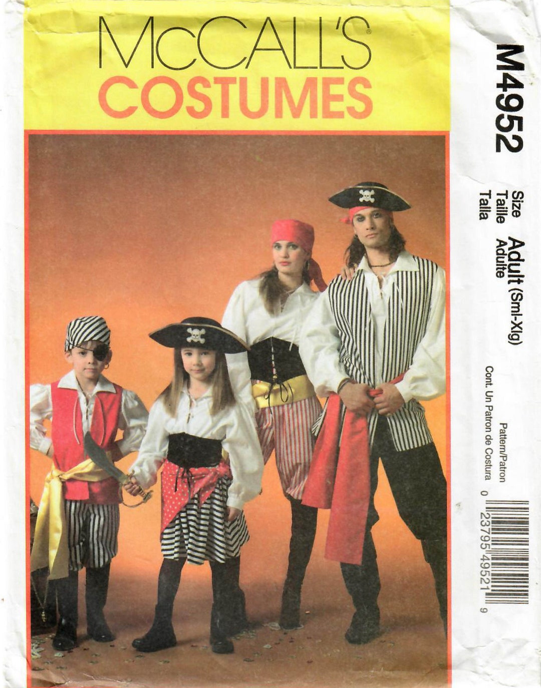 2000s Mccall's 4952 UNCUT Sewing Pattern Pirate Costume Adult Size SM