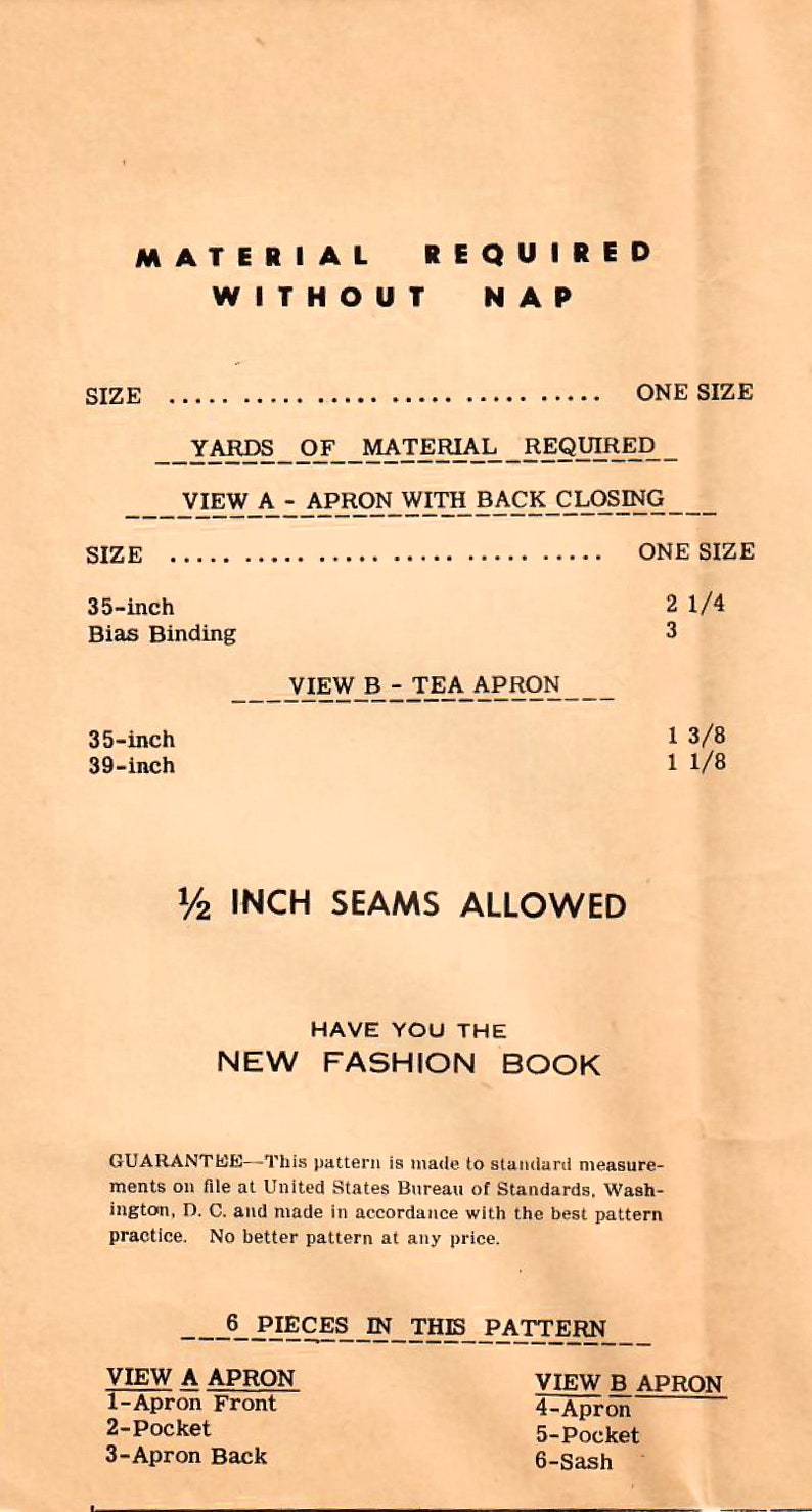 Half Apron Scalloped Apron One Size Hostess Apron 1950s Mail Order 2668 Vintage Sewing Pattern Misses Full Apron Cobbler Apron