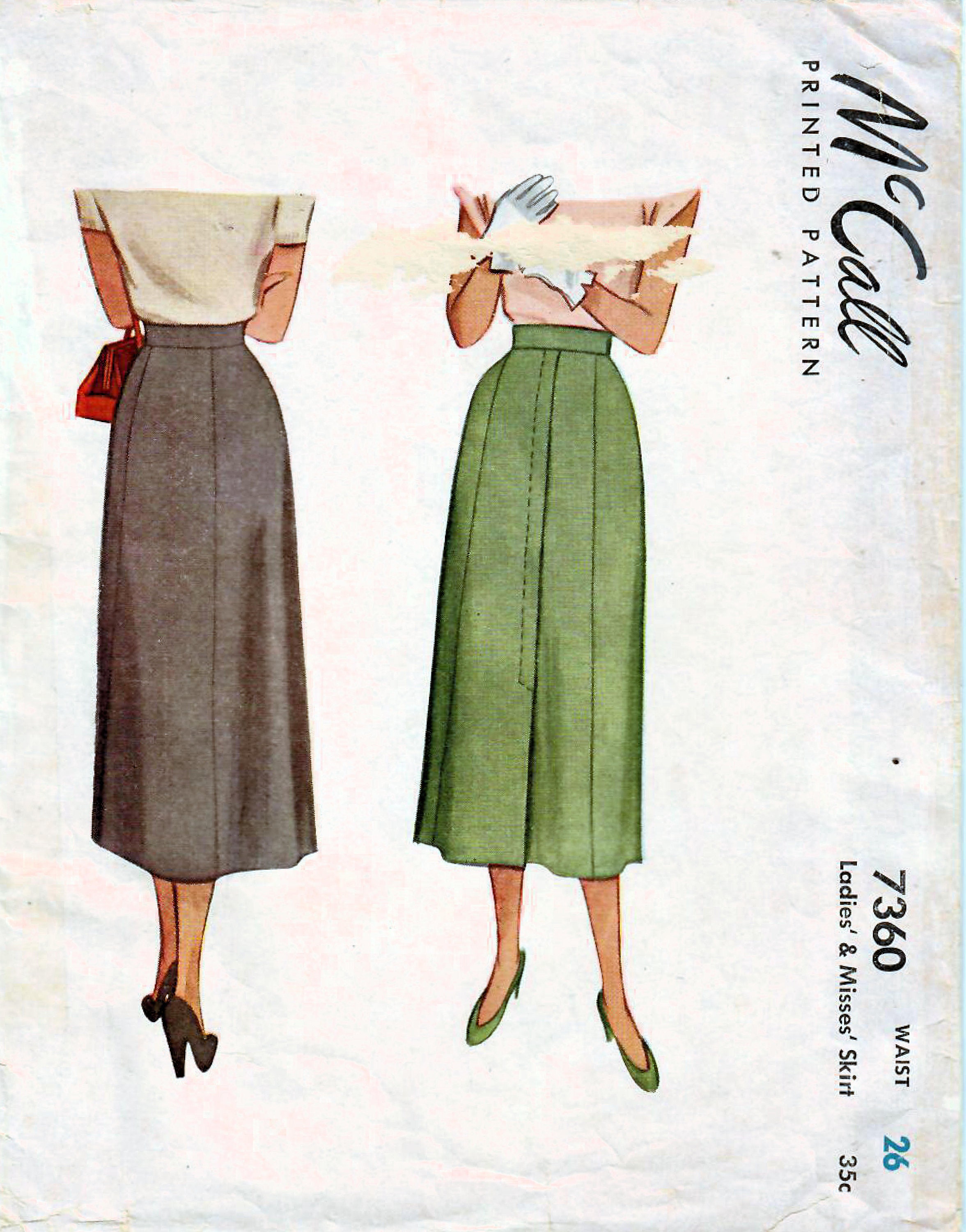 1940s Mccall 7360 Vintage Sewing Pattern Misses Flared Skirt - Etsy