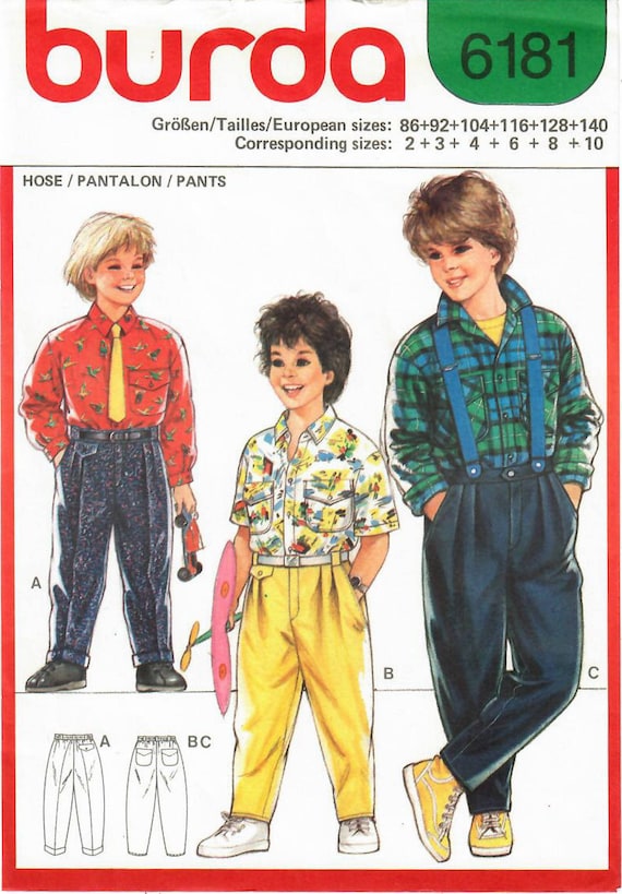 1980s Burda 6181 UNCUT Vintage Sewing Pattern Boys Long Pants - Etsy
