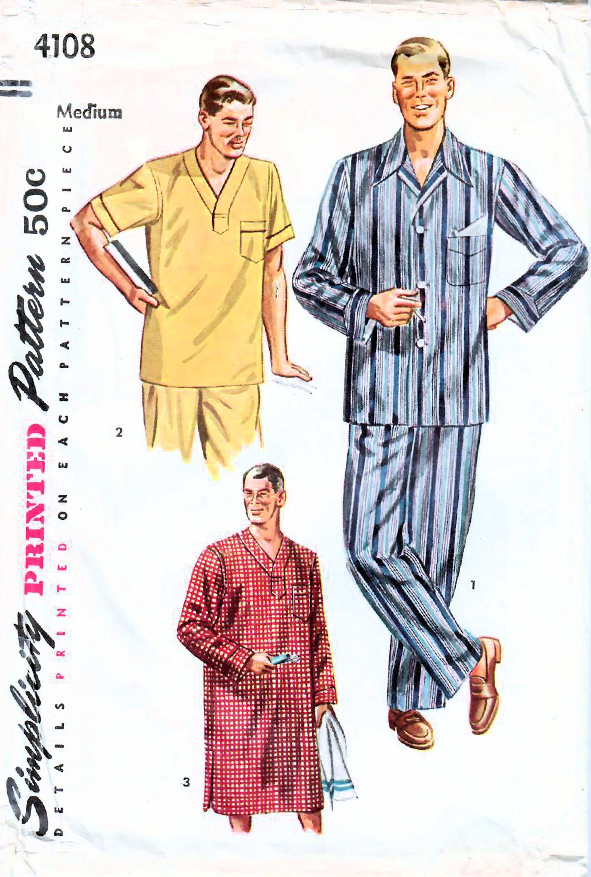 50s〜60s Italian military pajama shirt 1950s Simplicity 4108 Vintage Sewing Pattern Men's Long