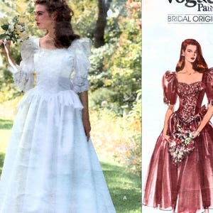 1980s Vogue 2399 UNCUT Vintage Sewing Pattern Misses Bridal Dress, Wedding Gown, Formal Dress, Petticoat, Size 6-8-10 Bust 30.5-31.5-32.5