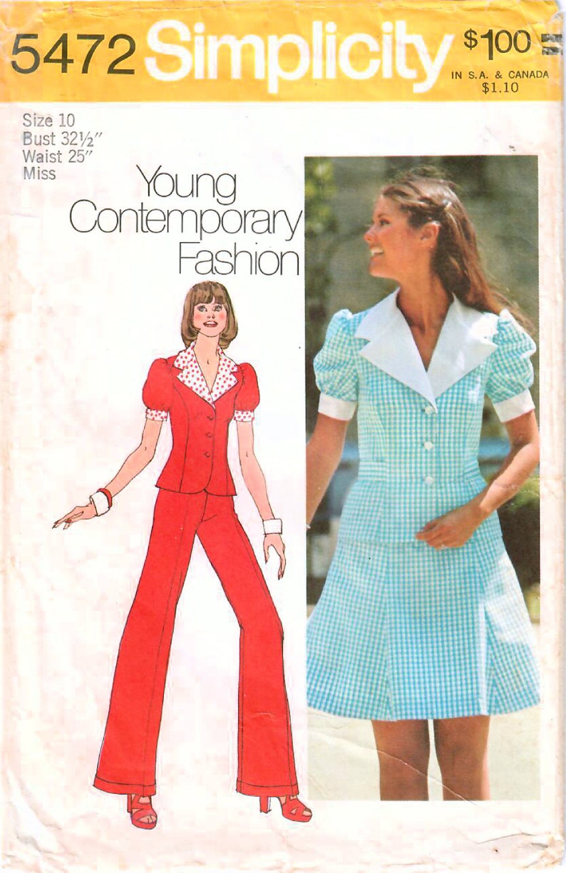 1970s Simplicity 5472 Vintage Sewing Pattern Misses Two Piece Etsy
