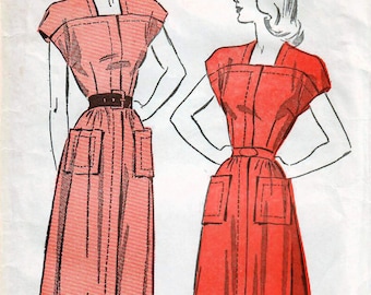 1940s Vogue 6744 Vintage Sewing Pattern Misses One-piece Dress