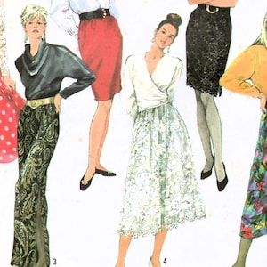 1990s Simplicity 7070 UNCUT Vintage Sewing Pattern Misses Slim Skirt, Full Skirt, Midi Skirt, Evening Skirt Size P-S-M-L-XL Waist 23 to 39