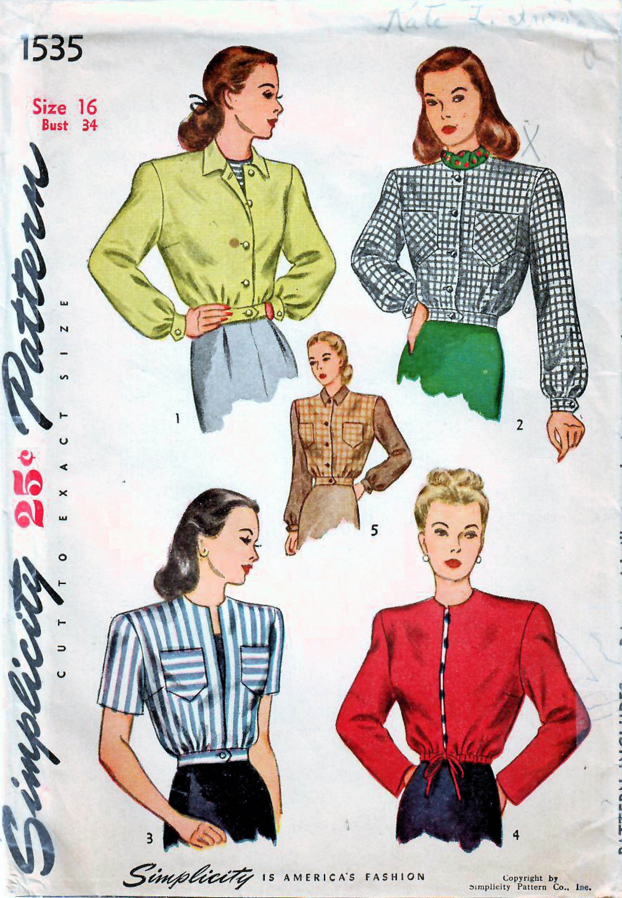 1940S Simplicity 1535 UNUSED Vintage Sewing Pattern Misses - Etsy