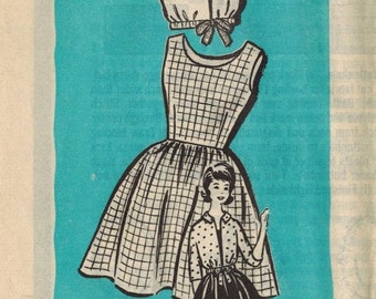 1960s Mail Order 9477 UNCUT Vintage Sewing Pattern Girl's Sundress, Short Jacket Size 14