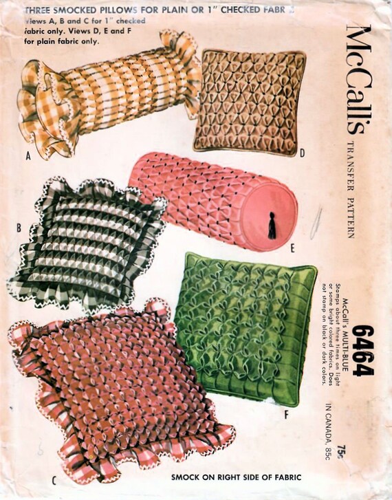 1960s Mccalls 6464 Uncut Vintage Craft Pattern Smocked Pillow Etsy