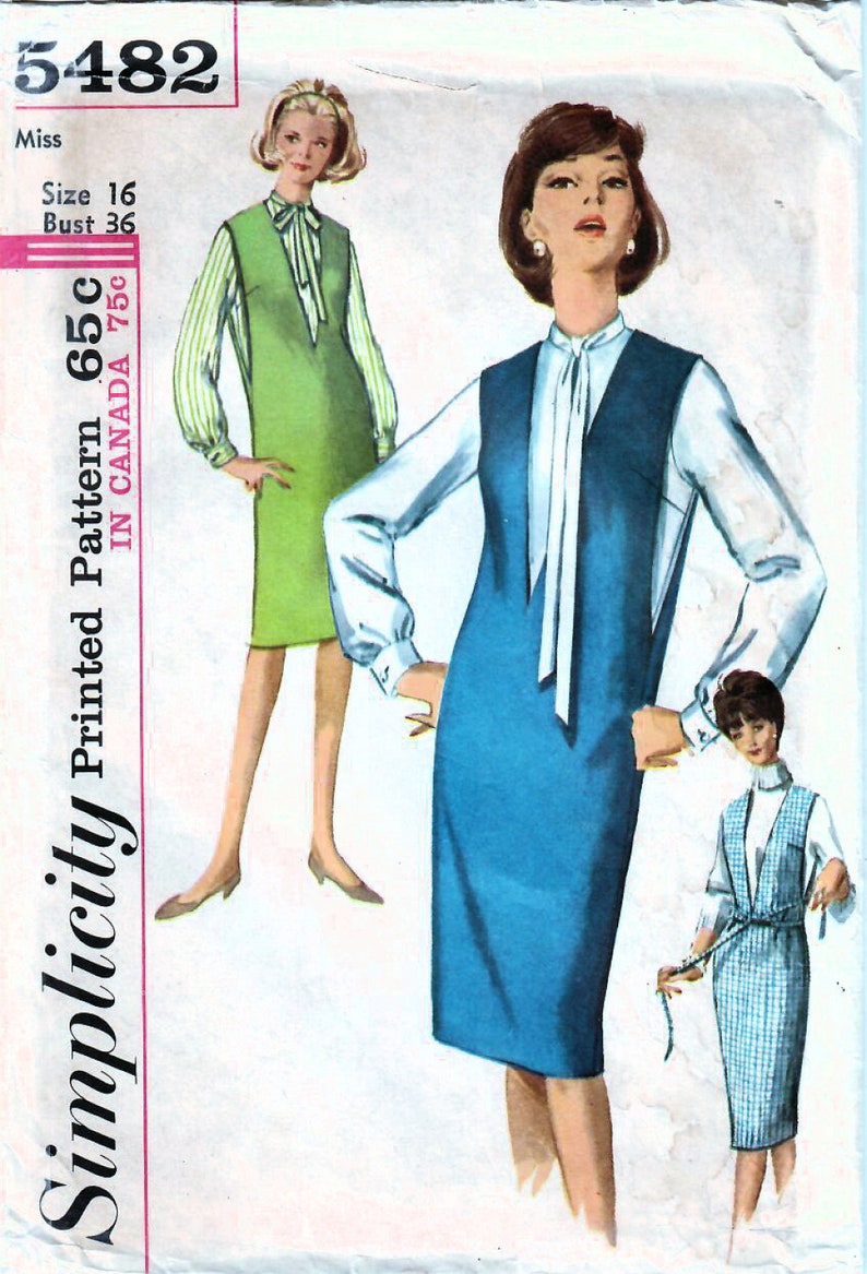 1960s Simplicity 5482 Vintage Sewing Pattern Misses Slim Jumper, Dressy ...