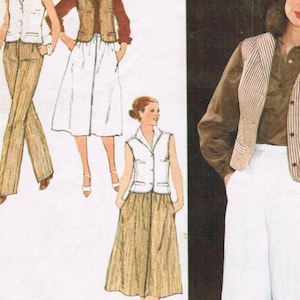 1970s Simplicity 8999 Vintage Sewing Pattern Misses Skirt, Tailored Pants, and Fitted Vest Size 14 Bust 36