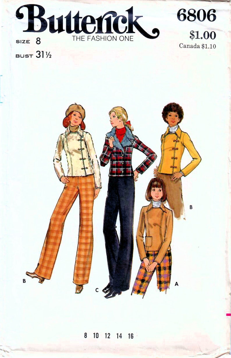 1970s Butterick 6806 Vintage Sewing Pattern Misses Fitted Jacket ...