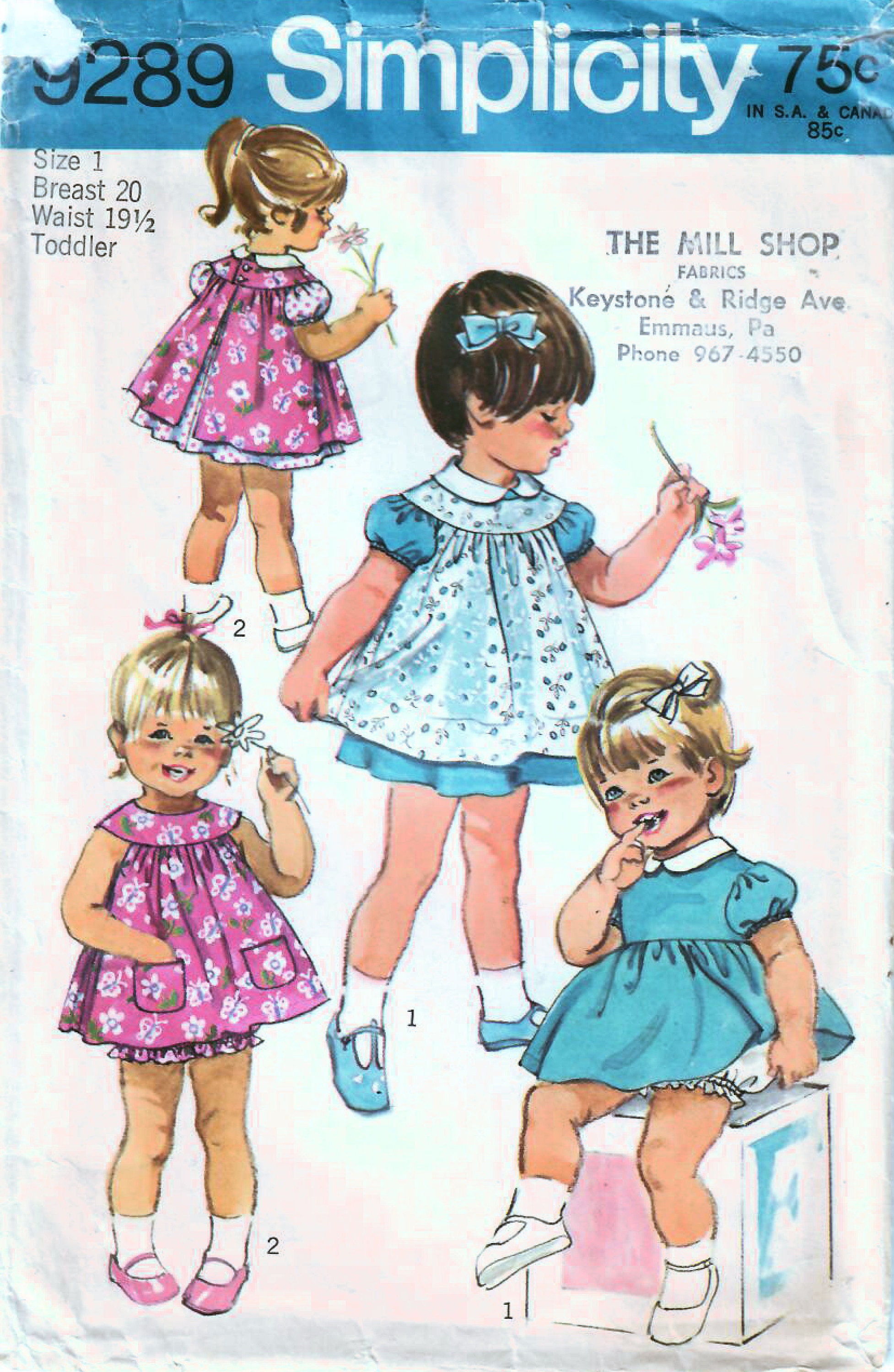size 1 pinafore and panties pattern vintage toddlers dress uncut and complete Simplicity pattern 9289 1971 vintage toddler pattern