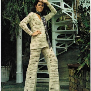 1970s  Crochet Pattern PDF File Misses Jacket and Pants Size Bust 32 - 34 - 36 - 38
