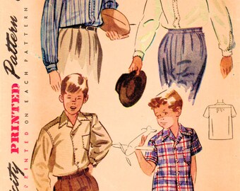 1940s Simplicity 2543 Vintage Sewing Pattern Boys Casual 1940s Simplicity 2543 Vintage Sewing Pattern Boys Casual