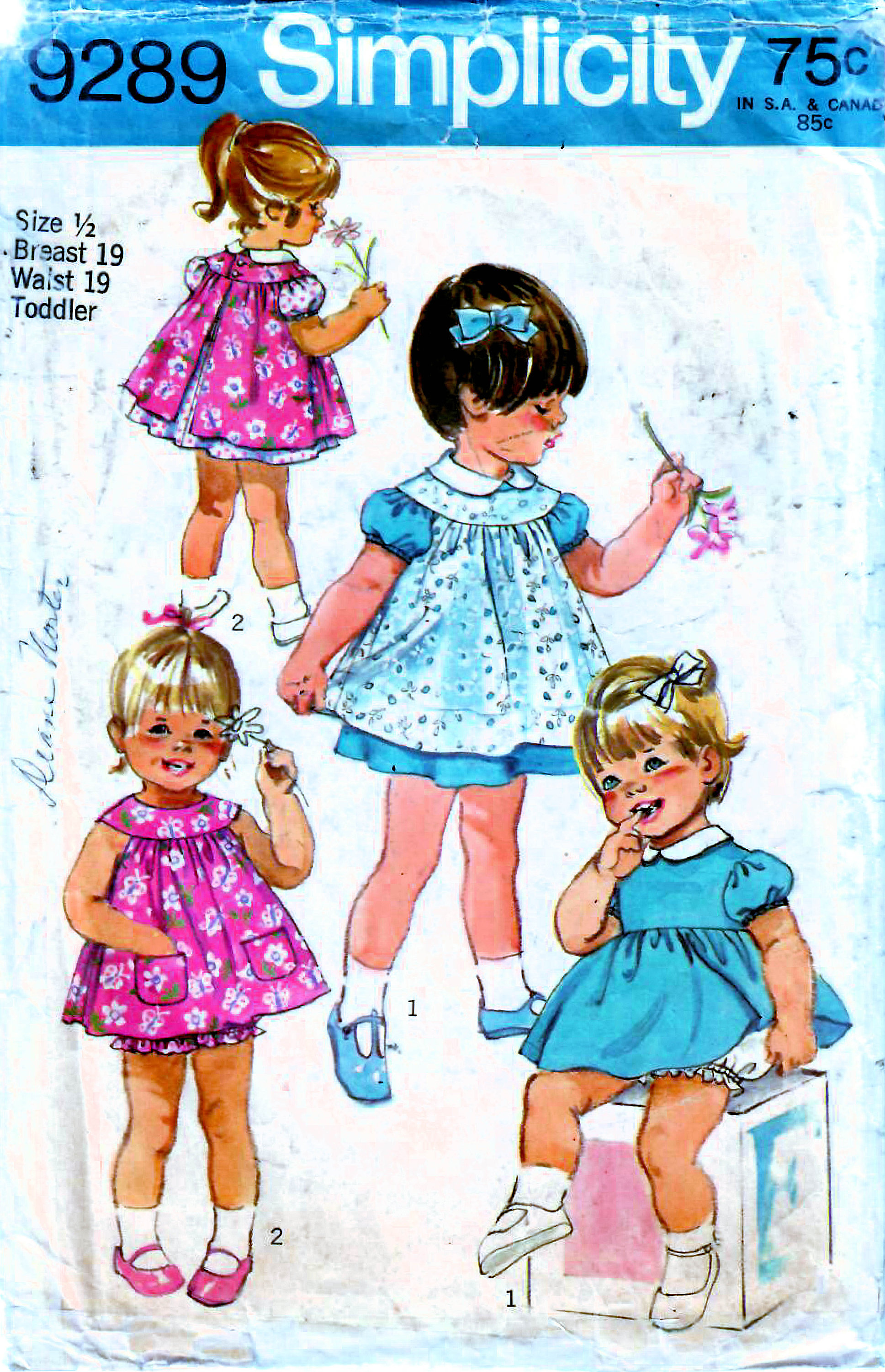 1970s Simplicity 9289 Vintage Sewing Pattern Toddler Full Skirt