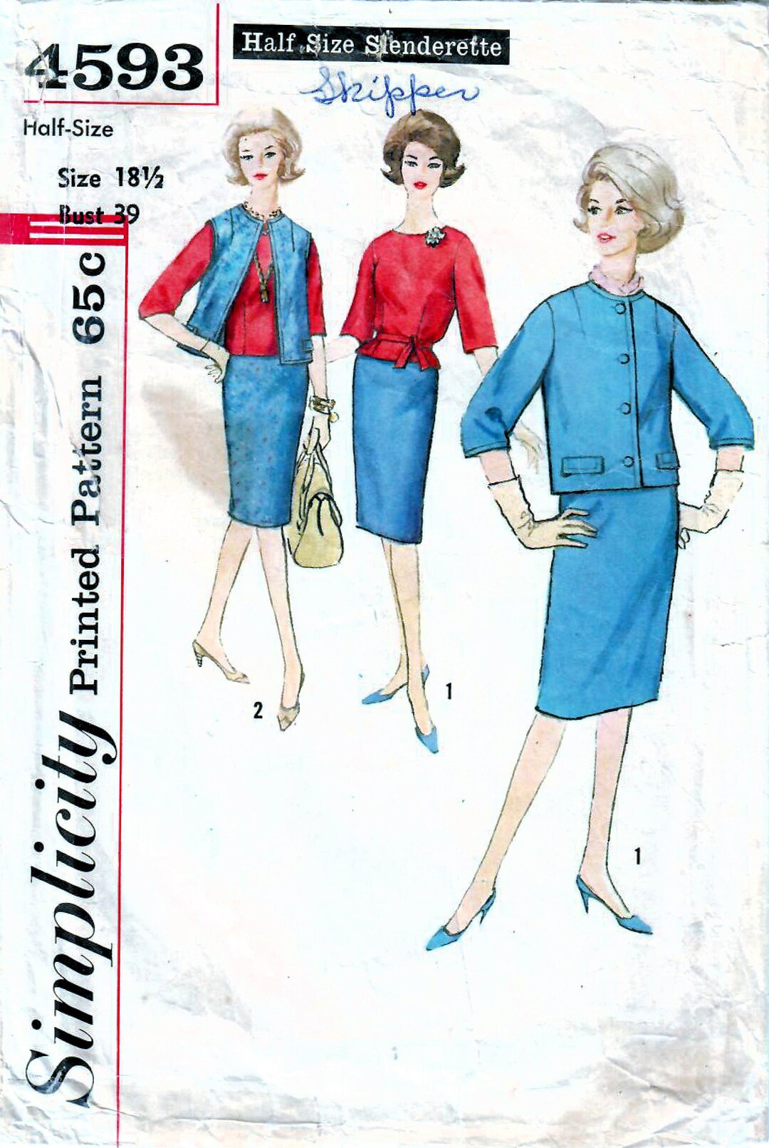 Simple Box Jacket Pattern 1960s Simplicity 4593 Vintage Sewing Pattern Suit, Box Jacket, Slim ...