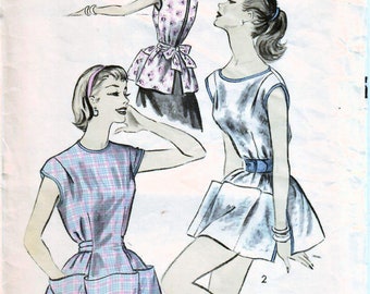 1950s Advance 7878 Vintage Sewing Pattern Misses Full Apron, Cobbler Apron, Pullover Apron, Poncho Size Small