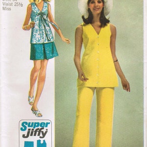 1970s Simplicity 8830 Vintage Sewing Pattern Misses Mini-Skirt, Tunic Top, and Pants Sizes Bust 32-1/2, Bust 34, Bust 36, Bust 40, Bust 42