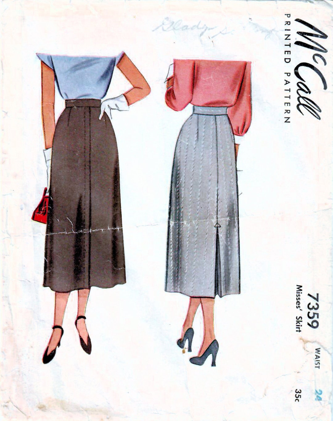 1940s Mccall 7359 Vintage Sewing Pattern Misses Midi Skirt - Etsy