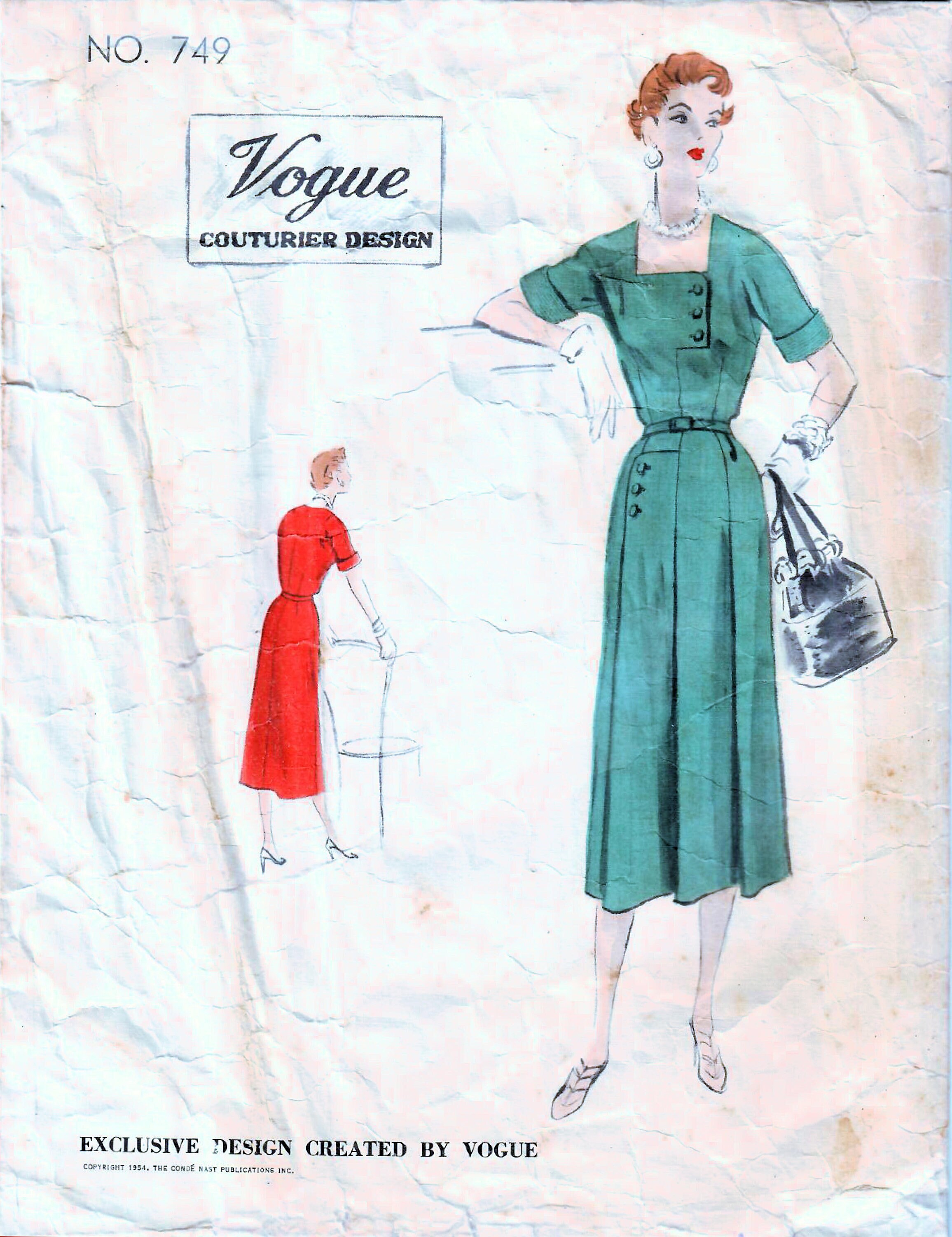 1950s Vogue 749 Vintage Sewing Pattern Couturier Design Misses Etsy