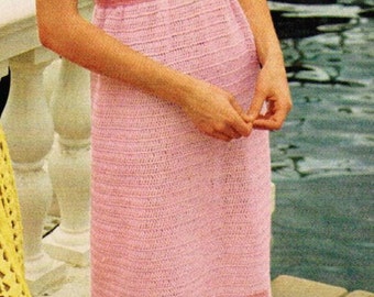 1970s Long Midriff Dress PDF Crochet Pattern