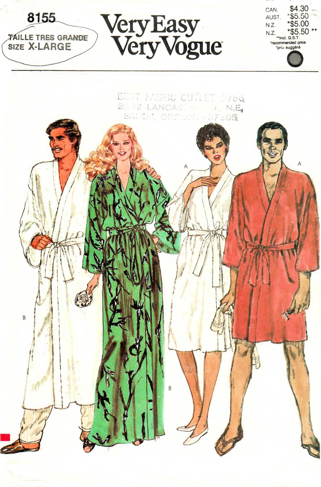 1980s Vogue 8155 Vintage Sewing Pattern Unisex Adult Men Misses Short ...