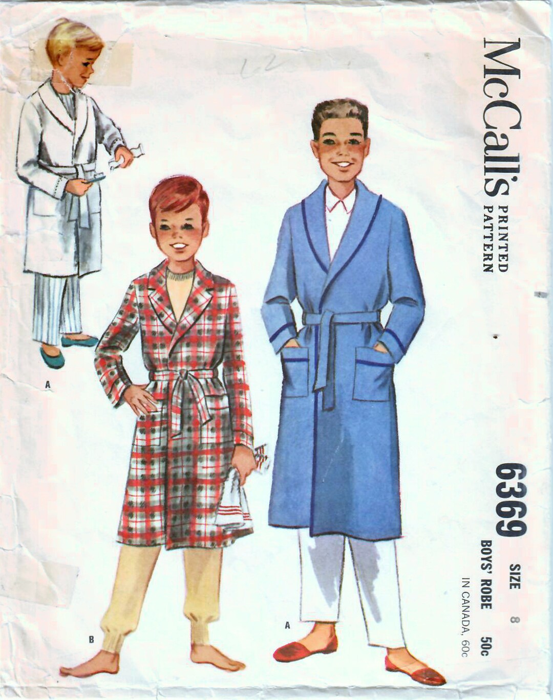 1960s Mccall s 6369 Vintage Sewing Pattern Boys Wrap Robe Size 8 Etsy UK