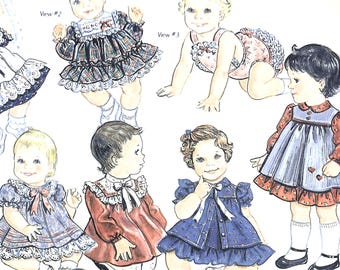 1980s Infant Yoked Dresses, Sunsuit Sewing Pattern: Sunrise Designs 1001 UNCUT
