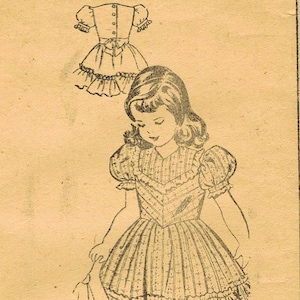 1940s Mail Order 2489 Vintage Sewing Pattern Girls Party Dress, Tailored Dress, Full Skirt Dress Size 4