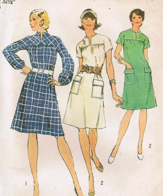 1970s Simplicidad 6268 UNCUT Vintage patron de costura misses vestido Chemise tamano 10 busto 32 1 2 Etsy Mexico