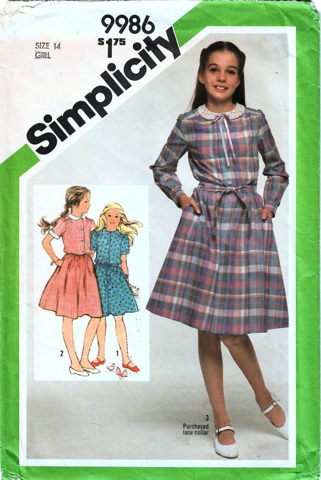1970s Simplicity 6538 Vintage Sewing Pattern Shirtwaist Dress
