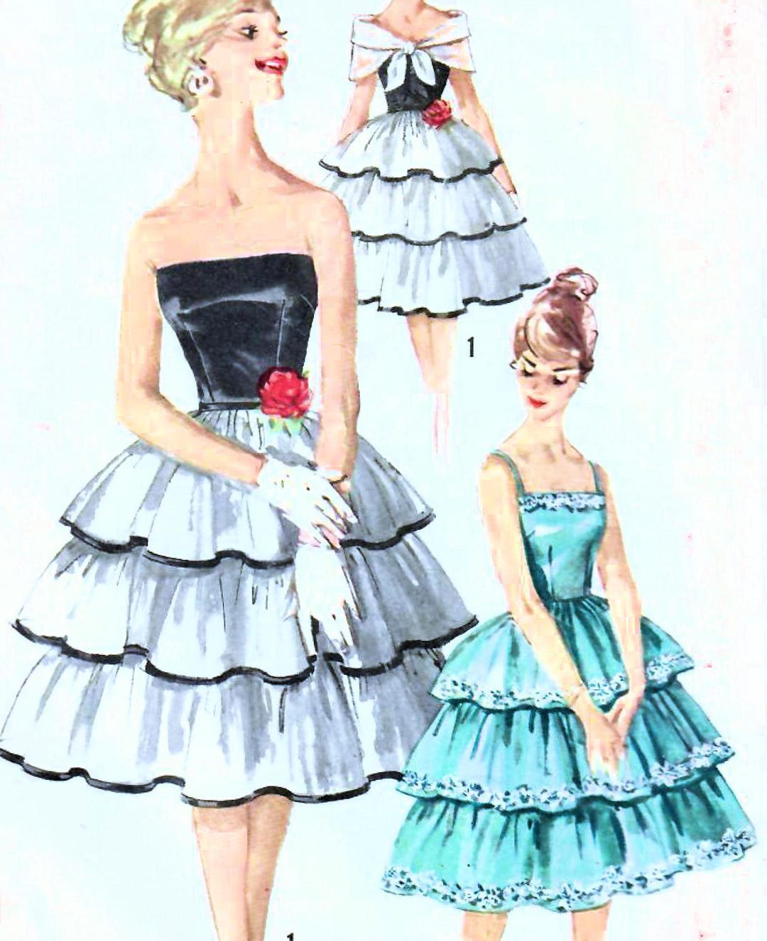 1950s Simplicity 3271 Vintage Sewing Pattern Misses Formal Gown, Party ...
